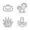 Cactuses cute kawaii linear characters