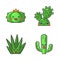 Cactuses cute kawaii vector characters