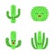 Cactuses flat design long shadow color icons set