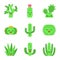 Cactuses flat design long shadow color icons set