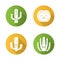 Cactuses flat design long shadow glyph icons set