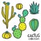 Cactuses Hand Drawn Abstract Natural Collection