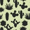 Cactuses and plants stylized natural seamless