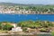 Cadaques view from the heights. Aerial view Pyrenees mountains a