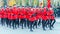 the cadet corps of Mordovia EMERCOM of Russia marching in the square. Text in Russian: Lyceum EMERCOM of Russia