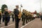 Cadet marching band in October 29 Republic Day celebrates. Editorial shot in Istanbul Turkey