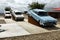 Cadillac Ranch RV Park with 3 classic Cadillac Cars. Amarillo, TX, USA. June 8, 2014.