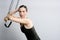 Cadillac trapeze pilates woman portrait