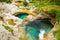 Cadini of Brenton, Sospirolo, Italy with azure clear water and m