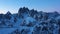 Cadini di Misurina Mountains at Winter Morning Twilight. Aerial View. Italy