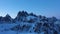 Cadini di Misurina Mountains at Winter Morning Twilight. Aerial View. Italy