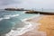 Cadiz beach seascape, Spain. Castle of San Sebastian