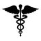 Caduceus health symbol Asclepius`s Wand icon black color illustration flat style simple image