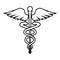 Caduceus health symbol Asclepius`s Wand icon black color illustration flat style simple image