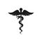 Caduceus health symbol Asclepius Wand icon black color. Caduceus black isolated vector icon