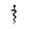 Caduceus health symbol Asclepius Wand icon black color. Caduceus black isolated vector icon