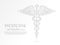 Caduceus health symbol Low poly wireframe illustration. Vector polygonal image with destructing shapes, white background