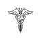 Caduceus icon. Medicine and health care concept vector. Modern thin line sign