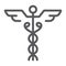 Caduceus line icon, medical and hospital, pharmacy