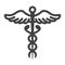 Caduceus line icon, medicine and healthcare