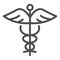 Caduceus line icon. Paramedic shape with snake and wings symbol, outline style pictogram on white background. Medicine