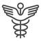 Caduceus line icon. Pharmacy symbol vector illustration isolated on white. Medical sign outline style design, designed