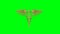 Caduceus medical symbol isolated on a green background. Caduceus sign with snakes. 3d render