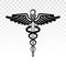 Caduceus medical symbol with two snake for healthcare and medicine pharmacy apps on a transparent background