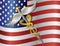 Caduceus Medical Symbol with USA Flag Background I