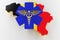Caduceus sign with snakes on a medical star. Map of Belgium land border with flag. 3d rendering