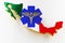 Caduceus sign with snakes on a medical star. Map of Mexico land border with flag. 3d rendering