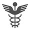 Caduceus solid icon. Pharmacy symbol vector illustration isolated on white. Medical sign glyph style design, designed