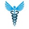 Caduceus symbol made using bird wings and poisonous snakes, heal