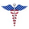 Caduceus with United States Flag Isolated