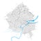 Caen, France Black and White high resolution vector map