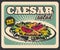 Caesar salad fastfood restaurant menu retro poster