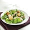 Caesar salad with grilled chicken and copy space