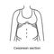 Caesarean section views icon line in vector, illustration of a pregnant woman.