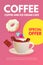Cafe Ad Design Template. Coffee, Sweets and Ice Cream. Chocolate and Donut. Candy. Cute and Delicious