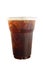 Cafe Americano iced coffee in takeaway plastic cup isolated