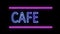 Cafe and Arrow Neon Sign in Retro Style Turning On
