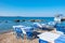 Cafe on a beach in Kolymbia. Rhodes, Greece