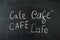 Cafe chalk handwritten over vintage retro chalkboard