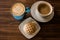 Cafe con concha, coffee cup and concha mexican bread for a breakfast in mexico city