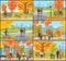 Cafe and Customers Autumn Park People Set Vector