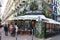 The cafe de Flore decorated for Christmas ,Paris, France.