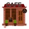 Cafe facade exterior vector flat design isolated icon