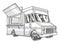 Cafe food truck sticker monochrome