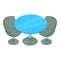 Cafe furniture icon isometric vector. Round table and two swivel chair icon