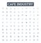 Cafe industry vector line icons set. Cafe, Industry, Coffee, Beverage, Tea, Shop, Barista illustration outline concept